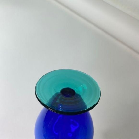 Vintage Blue Green Glass Bottle Jar Ombre Decanter - Picture 4 of 13